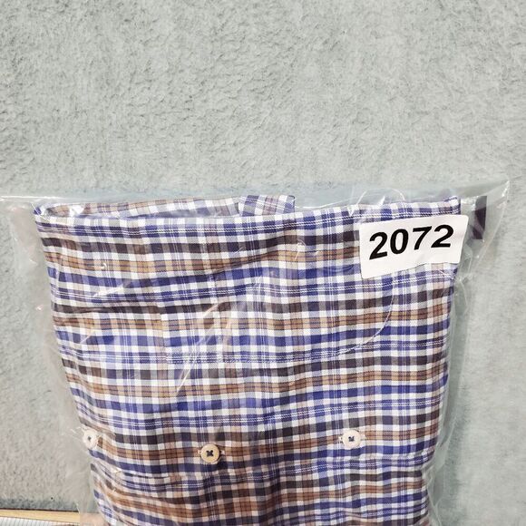 Peter Millar Shirt Mens Large Tan Blue Plaid Lightweight Collared Button Down - Picture 10 of 10